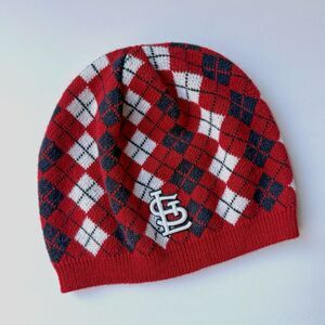 St. Louis Cardinals Argyle Beanie Knit Cap Winter Skiiing Snow MLB Red Blue